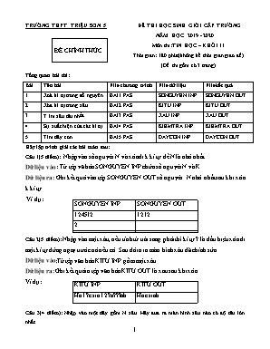 Đề thi học sinh giỏi cấp trường môn Tin học Lớp 11 - Năm học 2019-2020 - Trường THPT Triệu Sơn 5 (Có đáp án)